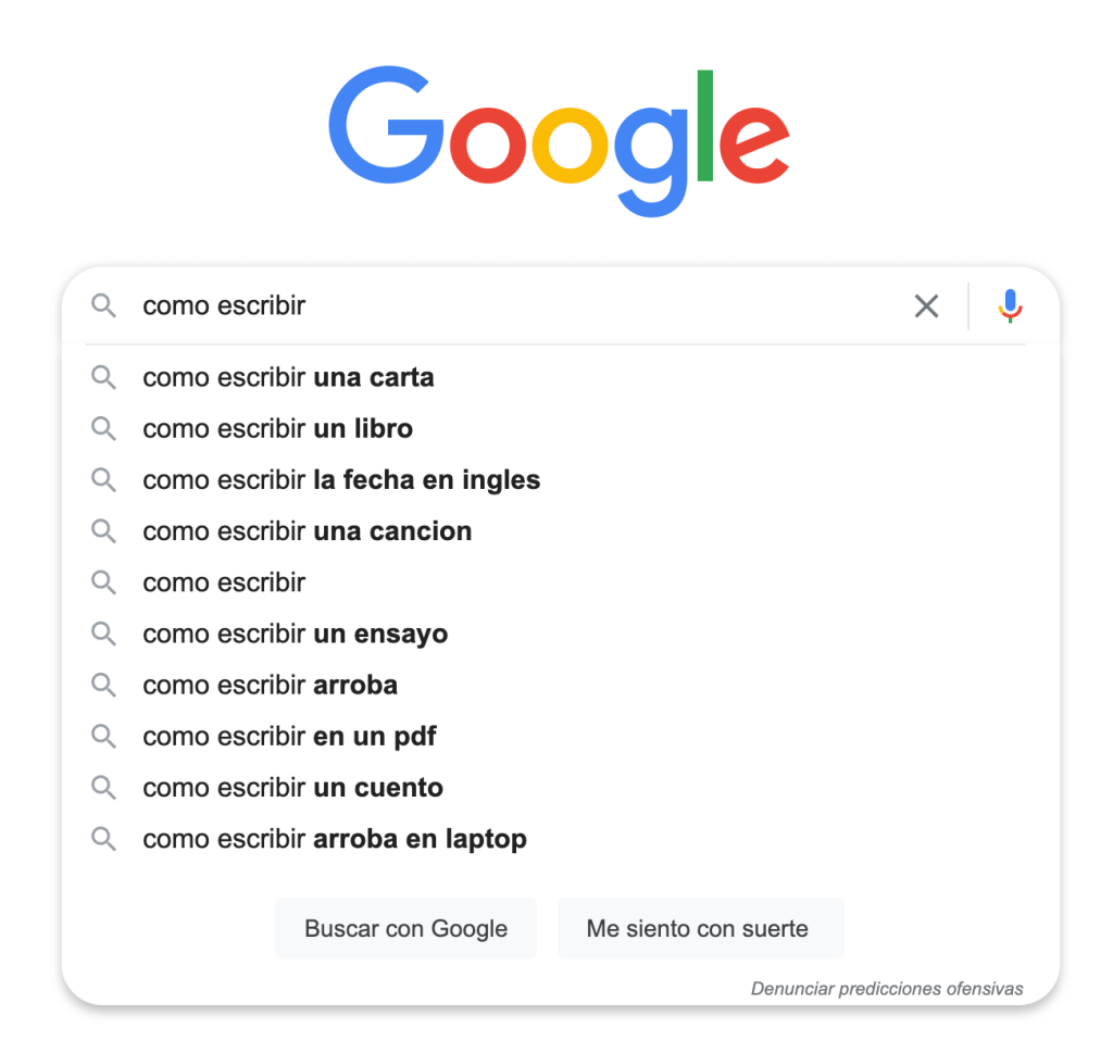 Sugerencias de Búsqueda en Google