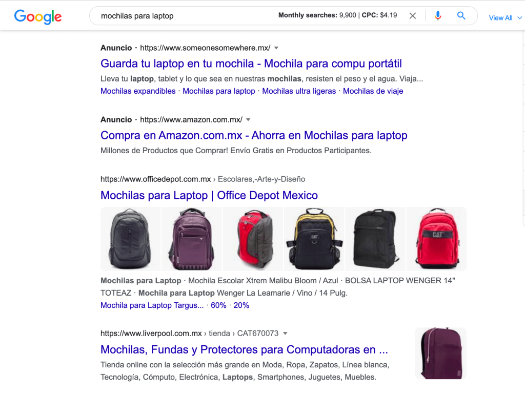 que es ppc - anuncio google - mochilas para laptop